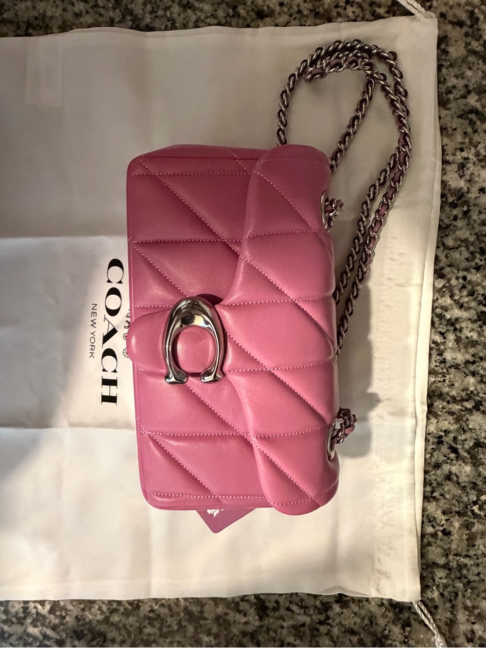 Coach Pink Quilted Leather Shoulder Bag with Silver Hardware / Size 20 - Picture 4 of 11